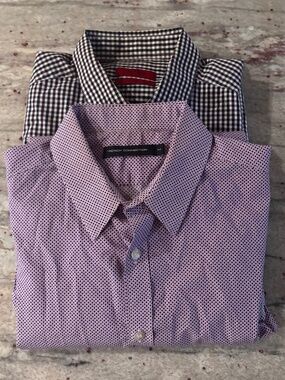 2-for-1 Bundle Mens Fitted Business Shirts - Alfani/French Connection Size M